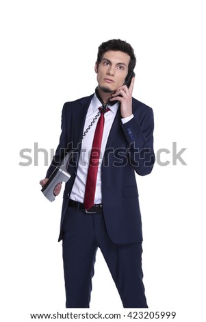 young businessman talking cellphone