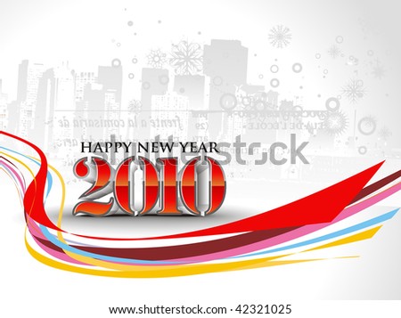 urban city background with  new year 2010. Vector illustration