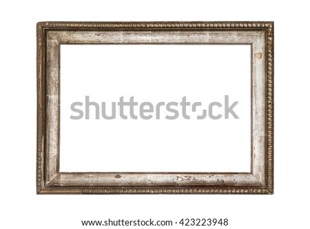 Very old wooden frame. Isolated on white background. Royalty-Free Stock Photo #423223948