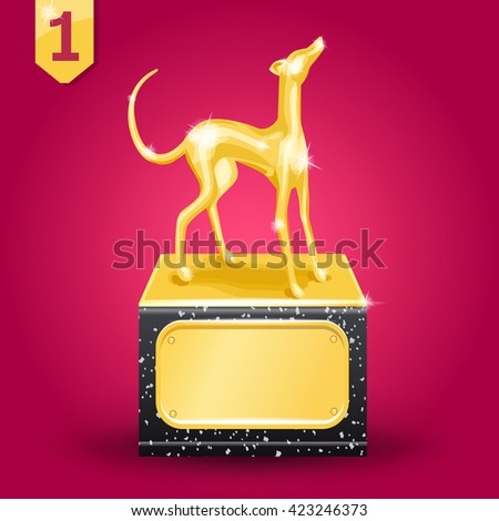 Golden trophy. Greyhound Dog Racing. Vector illustration