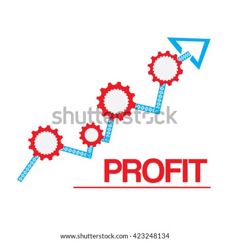 Isolated business graph with unique style, text, gears and a texture