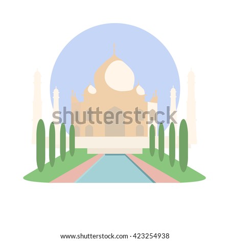Taj Mahal vector icon sign. Agra, Uttar Pradesh India mausoleum monument. World famous indian landmark. UNESCO World Heritage Site symbol. Vector flat style design. Website, application button, card