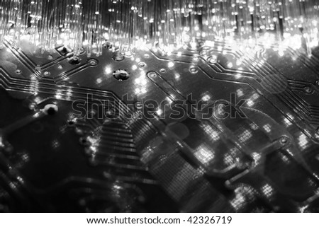 Fiber optics background with lots of light spots