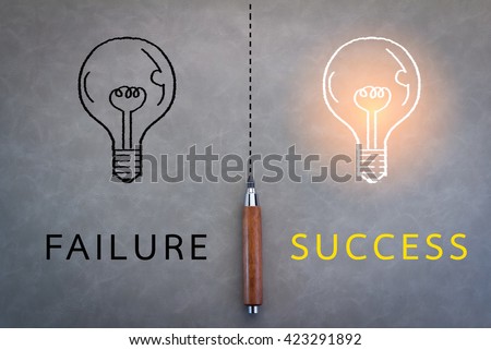 failure or success business concept pencil on grey background Royalty-Free Stock Photo #423291892