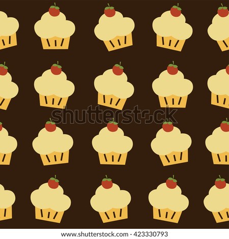 cherry top cupcake theme vector art illustration