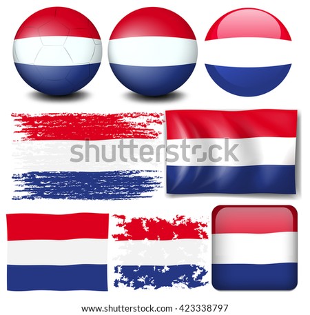 Nederland flag in different design illustration