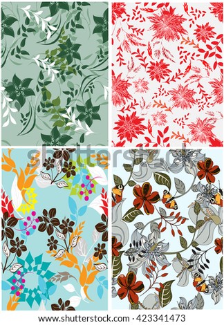 Flowers and floral 4  pattern illustration
