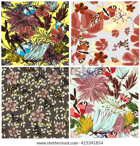 Flowers and floral 4  pattern illustration