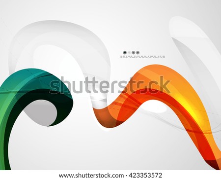 Wave light abstract background- color curve stripes and lines in various motion concepts and with light and shadow effects. Presentation banner and business card message design template set.