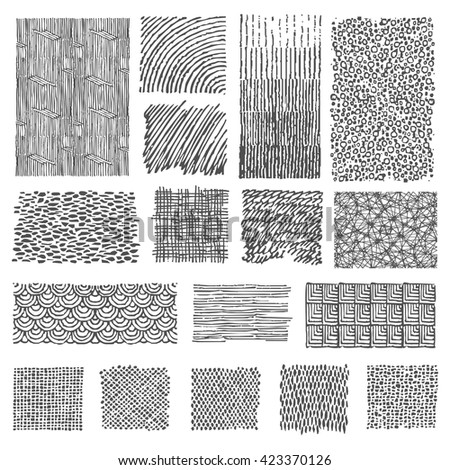 Set of hand drawn marker patterns. Doodle Textures