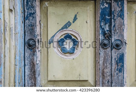close up antique wooden door. vintage style. filter effect