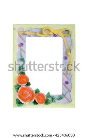 Floral frame. Photo frame with flowers isolated on white.
