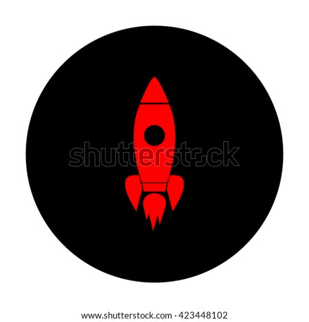 Rocket sign. Red icon