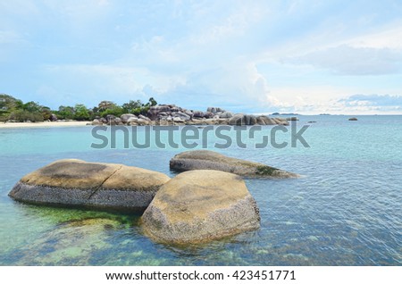 Beach landscape at Tanjung Tinggi, Belitung Island
