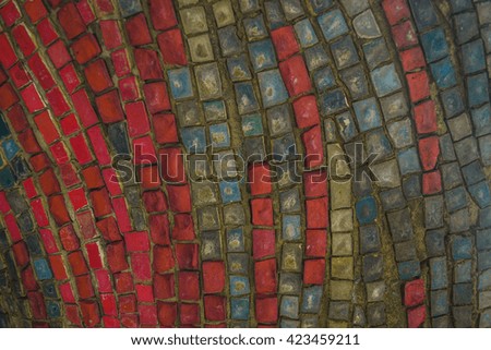 metal and brick Texture, background. Old mosaic creates a stunning image.Abstract geometric design vintage ethnic seamless pattern ornamental. 