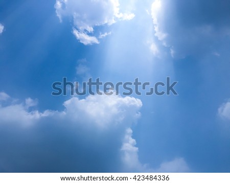 Clouds in the blue sky with sunlight.