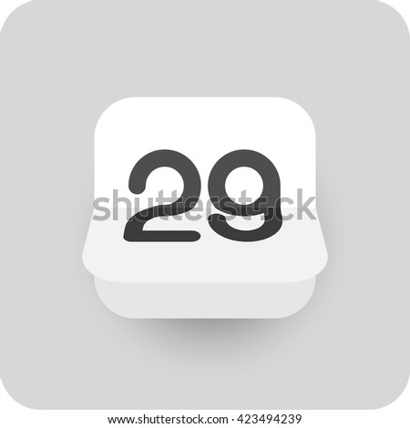 Calendar icon vector. Simple flip calendar with date 29.