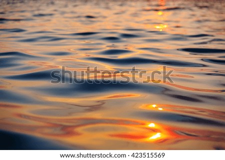 Picture of the surface water in the sunset time. Andaman sea.