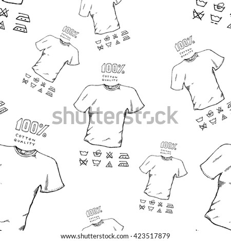 T-shirt seamless background pattern. Colorful hand drawn vector stock illustration