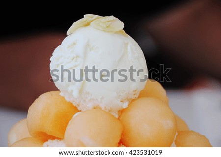 Cantaloupe Ice cream or Bingsu,Dessert
