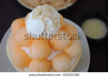 Cantaloupe Ice cream or Bingsu,Dessert