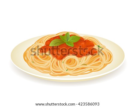 Spaghetti bolognese isolated on white vector illustration Royalty-Free Stock Photo #423586093