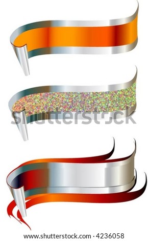 Etiquette or Banners with gold and Silver bands - VECTOR