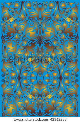 illustration with gold ornament on blue background