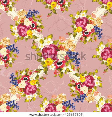 Seamless floral pattern with peony Vector Illustration EPS8