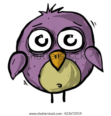 Cartoon purple bird. vector illustration. 