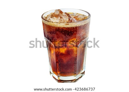 glass carbonated beverage and ice Royalty-Free Stock Photo #423686737