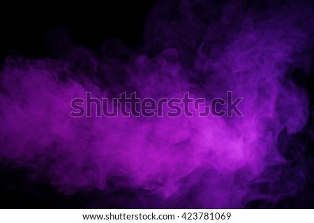 Abstract art. Purple smoke hookah on a black background. Inhalation. The steam generator. The concept of poison gas. Gas. Royalty-Free Stock Photo #423781069