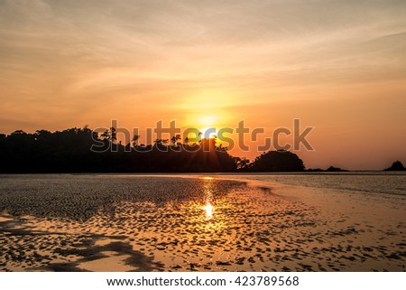 Sunset at Payam Island in Thailand