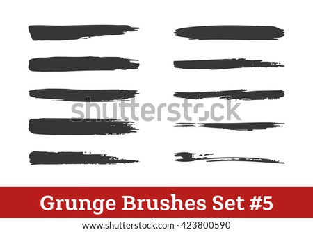 Grunge vector brushes collection. Black dry brush strokes isolated on white. Ready to use brushes added the the brush list in the file.