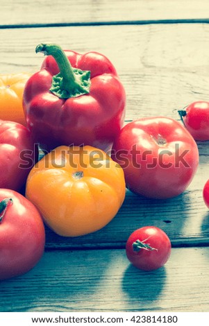 Tomatoes and pepper/toned photo