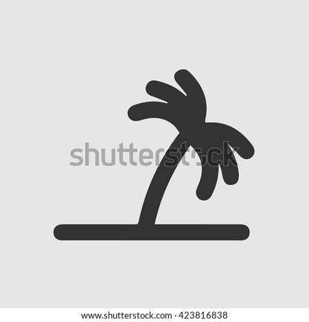 Coconut palm tree vector icon. Summer holiday simple logo symbol. Black illustration isolated on grey background.