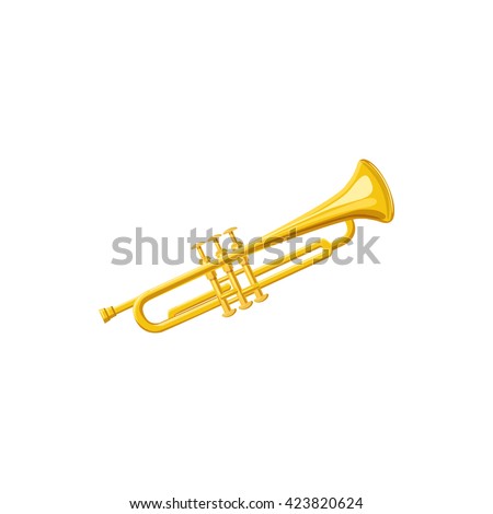 Brass trumpet icon. Philharmonic orchestra isolated icon. illustration of trumpet gold vector isolated