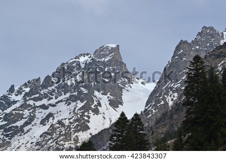 Snow-capped mountains. Mestia Georgia