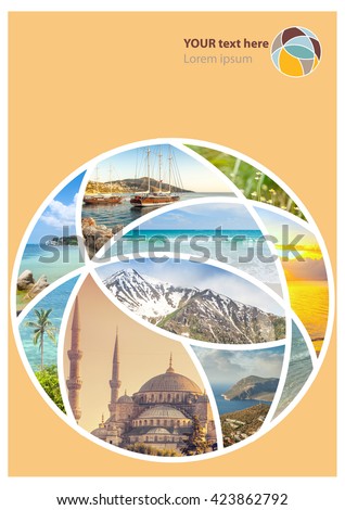 Travel collage. Can be used for cover design, brochures, flyers. With space for text Royalty-Free Stock Photo #423862792
