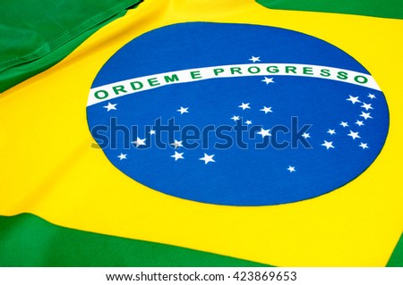 Background - Close up of the silky Brazilian flag