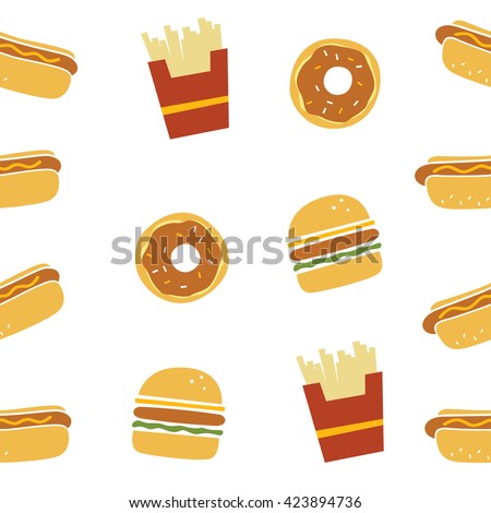 seamless fastfood restaurant theme pattern vector art illustration