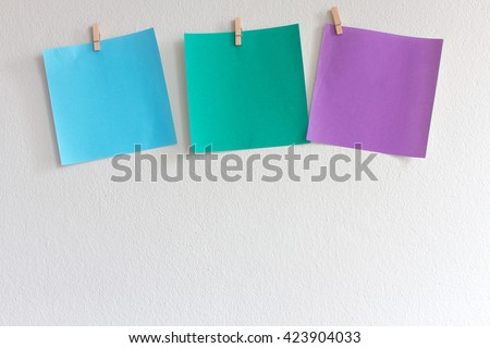 Empty colorful post its on the wall. Royalty-Free Stock Photo #423904033