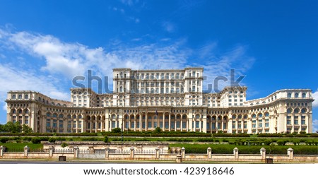 Palace of the Parliament in Bucharest, Romania Royalty-Free Stock Photo #423918646