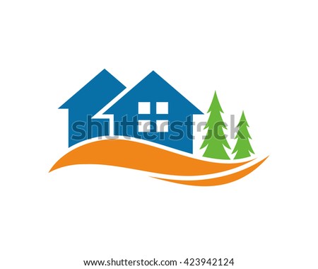 pine tree real estate house housing home residence residential residency image vector icon
