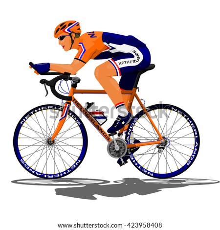 Dutch road cyclist on transparent background
