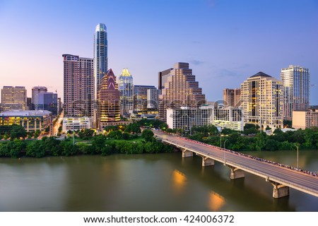 Austin, Texas, USA downtown skyline. Royalty-Free Stock Photo #424006372