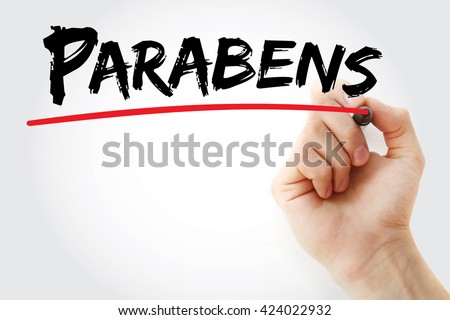 Hand writing Parabens (Happy Birthday in Portuguese) with marker, concept background