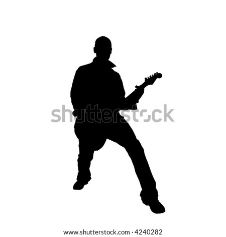 Guitarist silhouette - Vector illustration of young musician