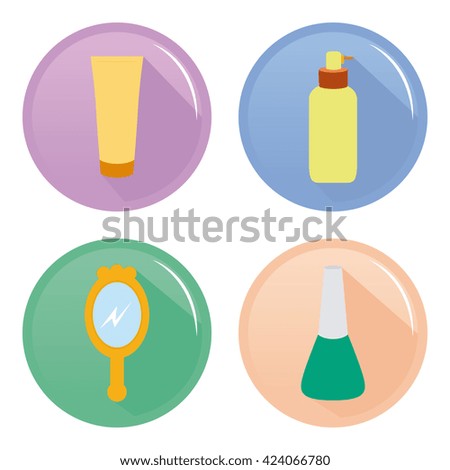 Set of stickers with different spa icons on a white background