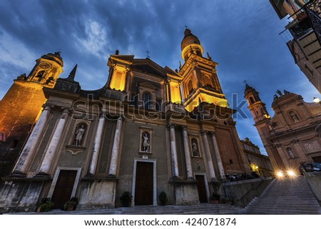 Saint Michel Basilica in Menton. Menton, Provence-Alpes-Cote d'Azur, France